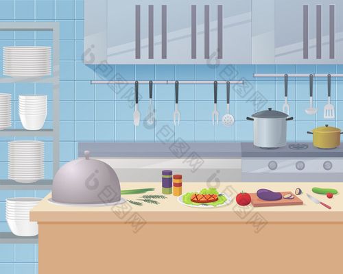 简约卡通厨房用具元素图片